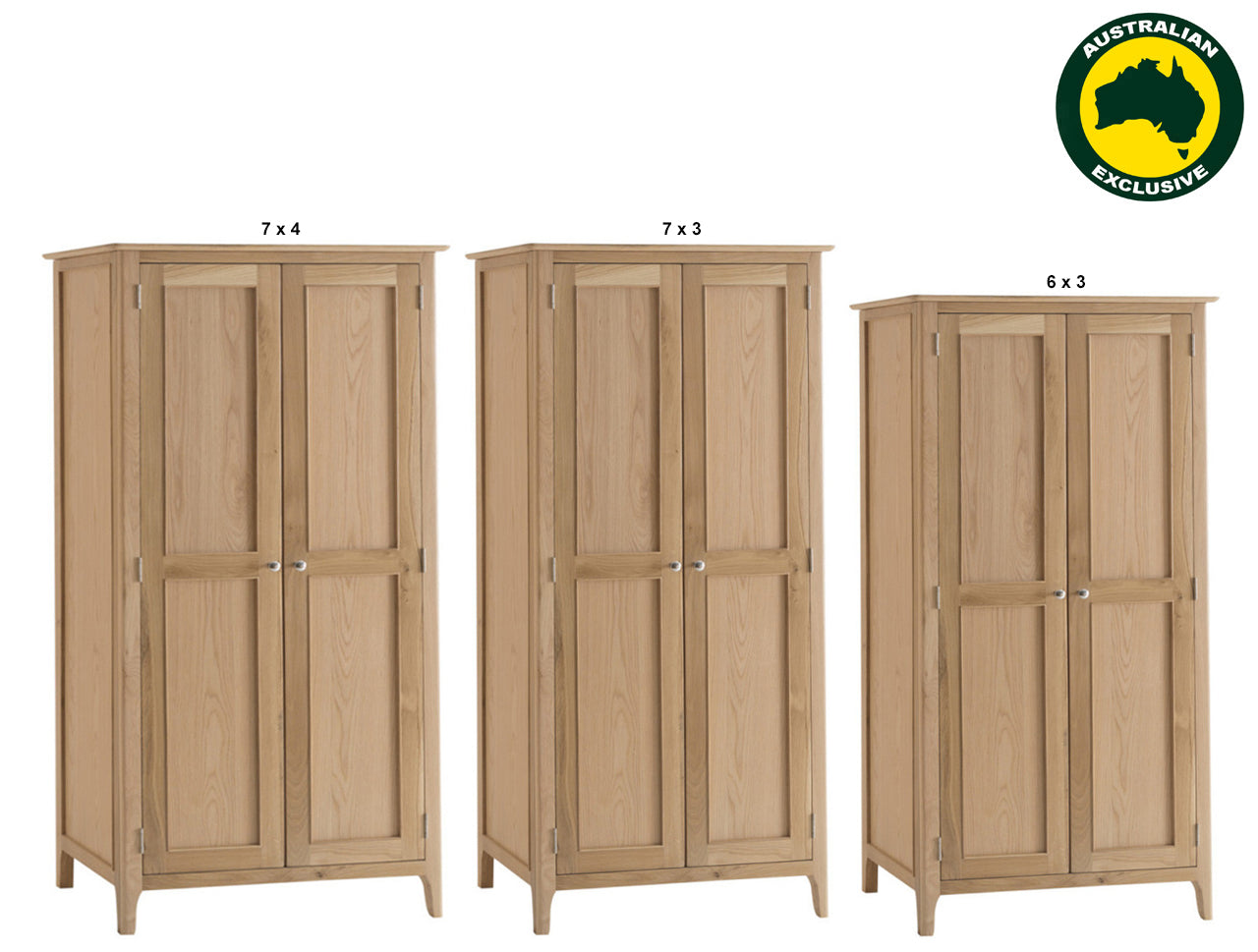 ROBINHOOD (AUSSIE MADE) ALL HANGING WARDROBE COLLECTION - TASSIE OAK COMBINATION - ASSORTED STAINED COLOURS - STARTING FROM $1699