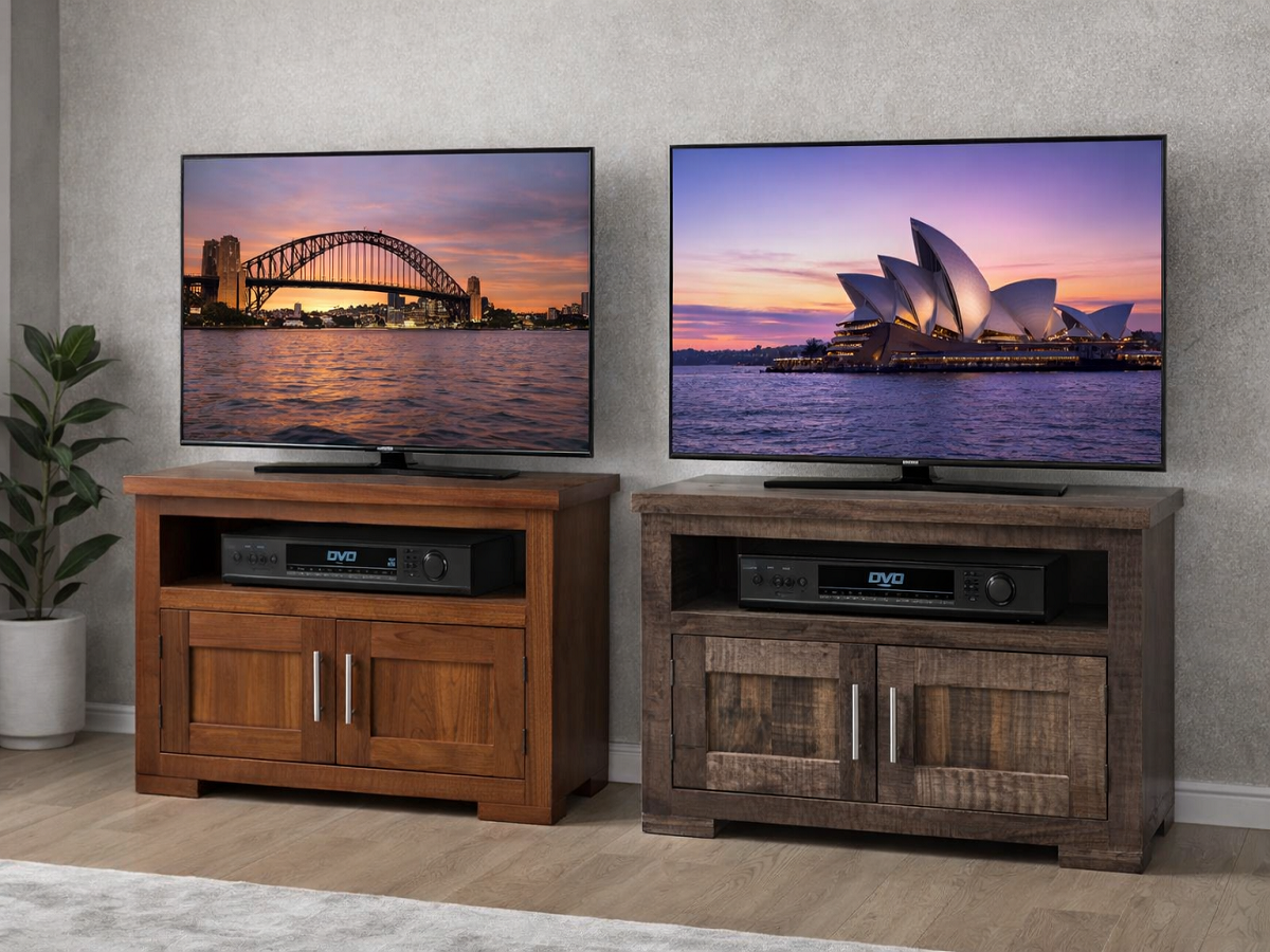 RUSTIC (AUSSIE MADE) 2 DOOR TV STAND COLLECTION - ASSORTED COLOURS - STARTING FROM $499