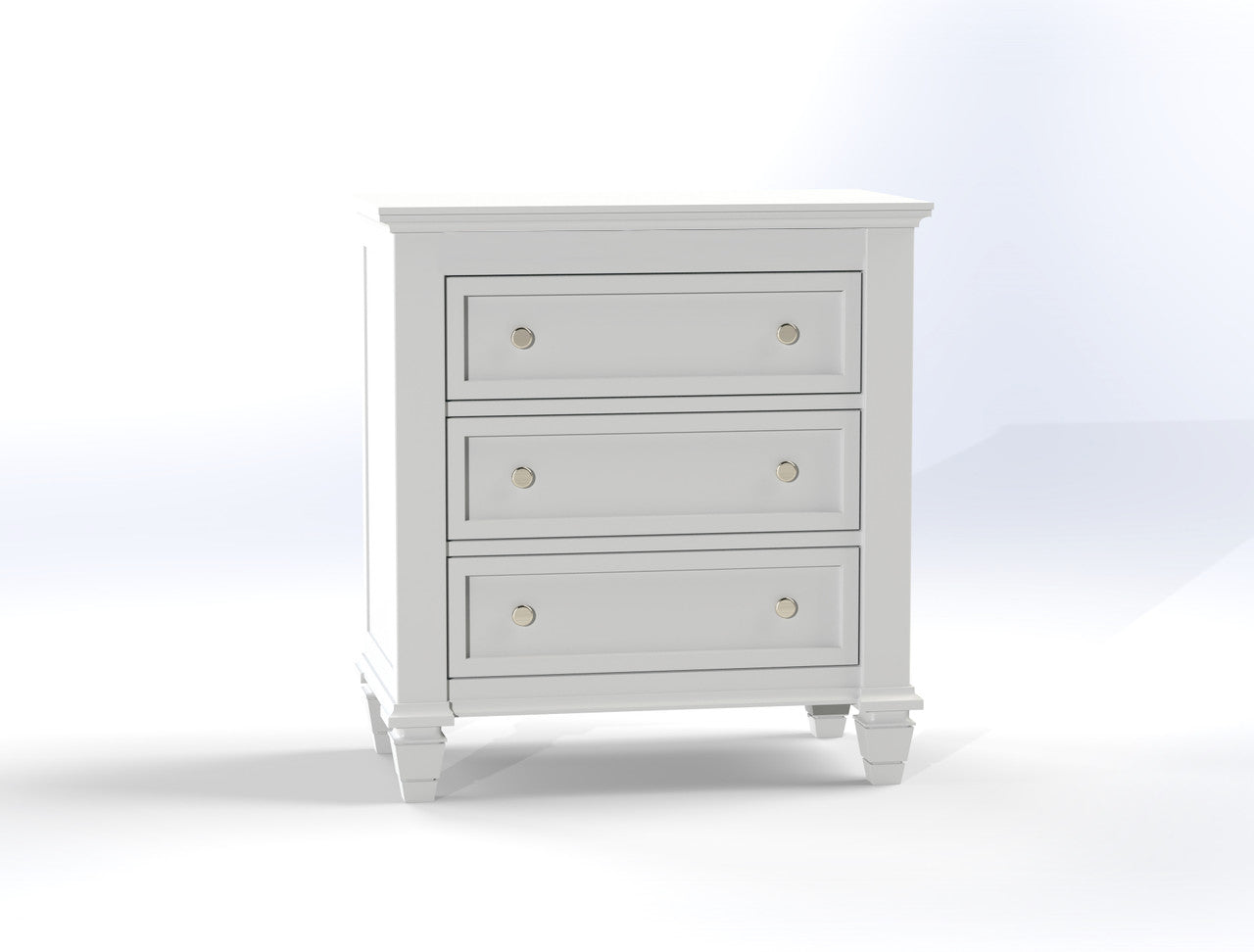 ROXBOROUGH (CUSTOM MADE) 3 DRAWER BEDSIDE TABLE - 760(H) x 740(W) x 420(D) - ASSORTED COLOURS