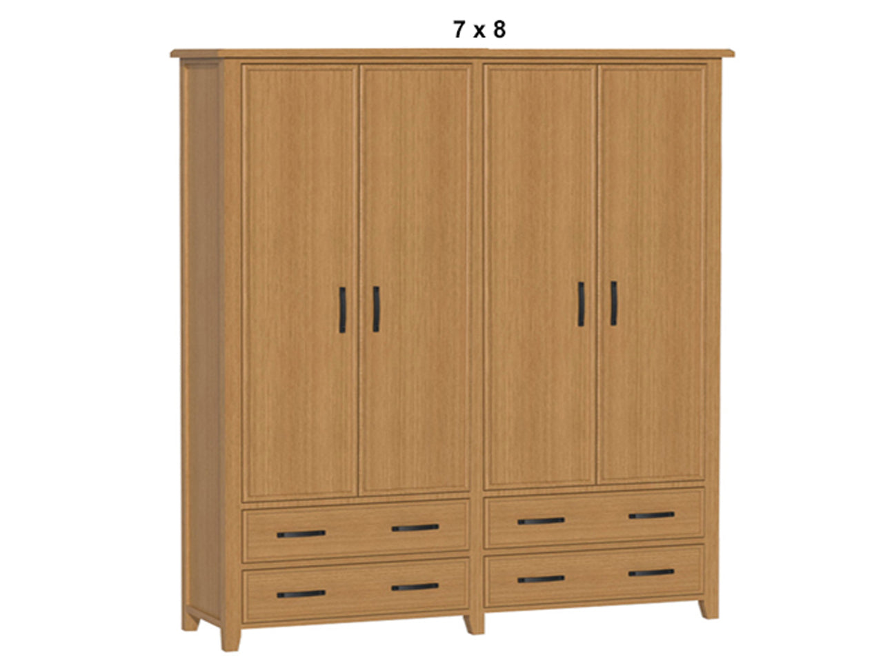 SYDNEYSIDE (AUSSIE MADE) 4 DOOR / 4 DRAWER WARDROBE ALL HANGING PIGEON PAIRED (3 SECTION) COLLECTION  - TASSIE OAK COMBINATION - ASSORTED COLOURS - STARTING FROM $3199