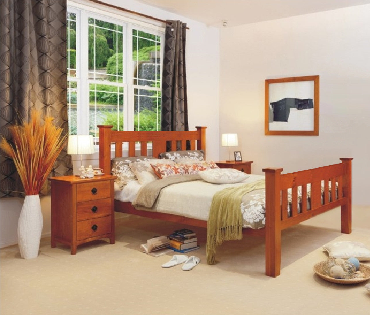 DOUBLE MADALINE (AUSSIE MADE) STRAIGHT FEDERATION BED ONLY - ASSORTED STAINED COLOURS