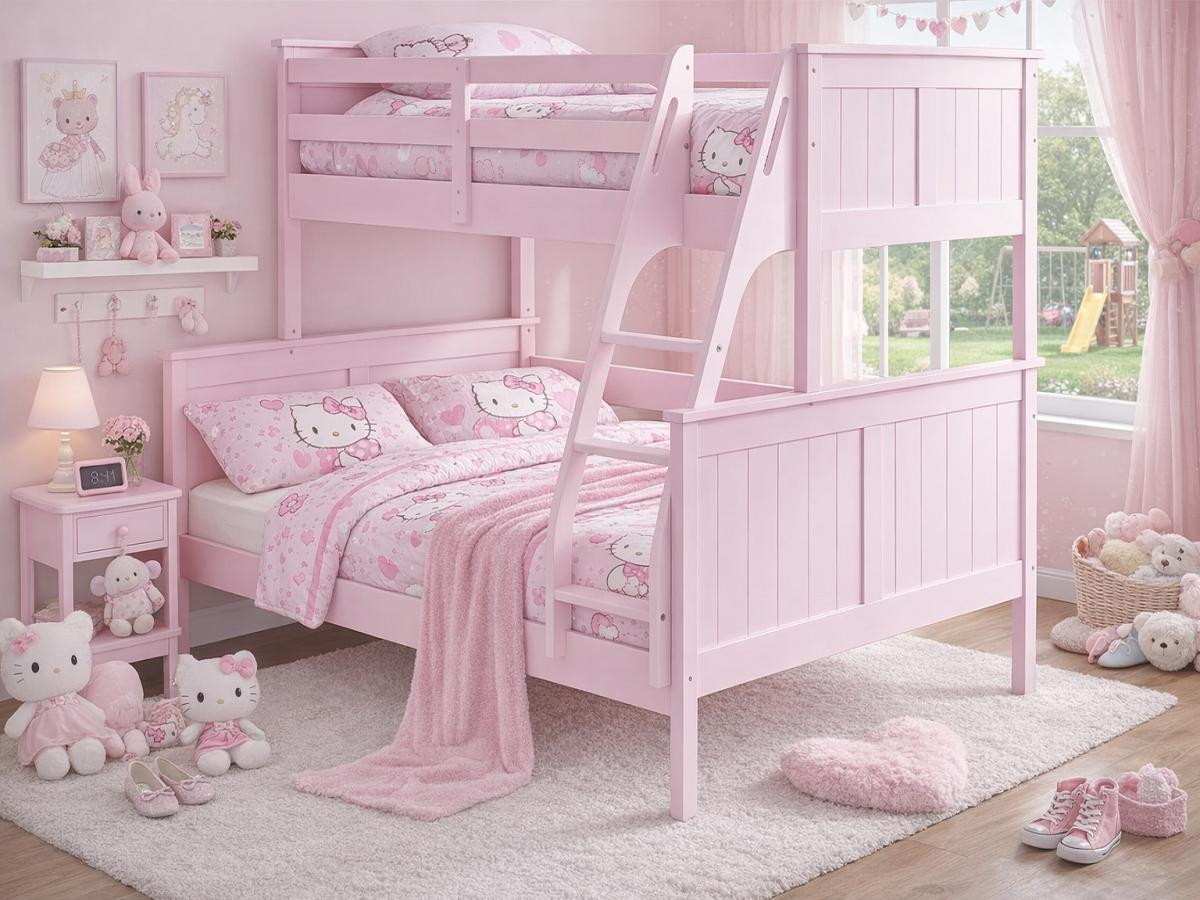 SHELLEY (HYBRID) TRIO SINGLE OVER DOUBLE BUNK BED COLLECTION - ASSORTED COLOURS - STARTING FROM $1499