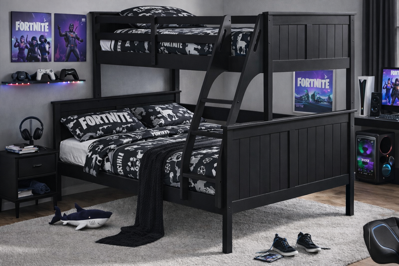 SHELLEY (HYBRID) TRIO SINGLE OVER DOUBLE BUNK BED COLLECTION - ASSORTED COLOURS - STARTING FROM $1499