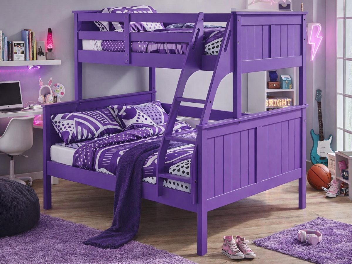 SHELLEY (HYBRID) TRIO SINGLE OVER DOUBLE BUNK BED COLLECTION - ASSORTED COLOURS - STARTING FROM $1499