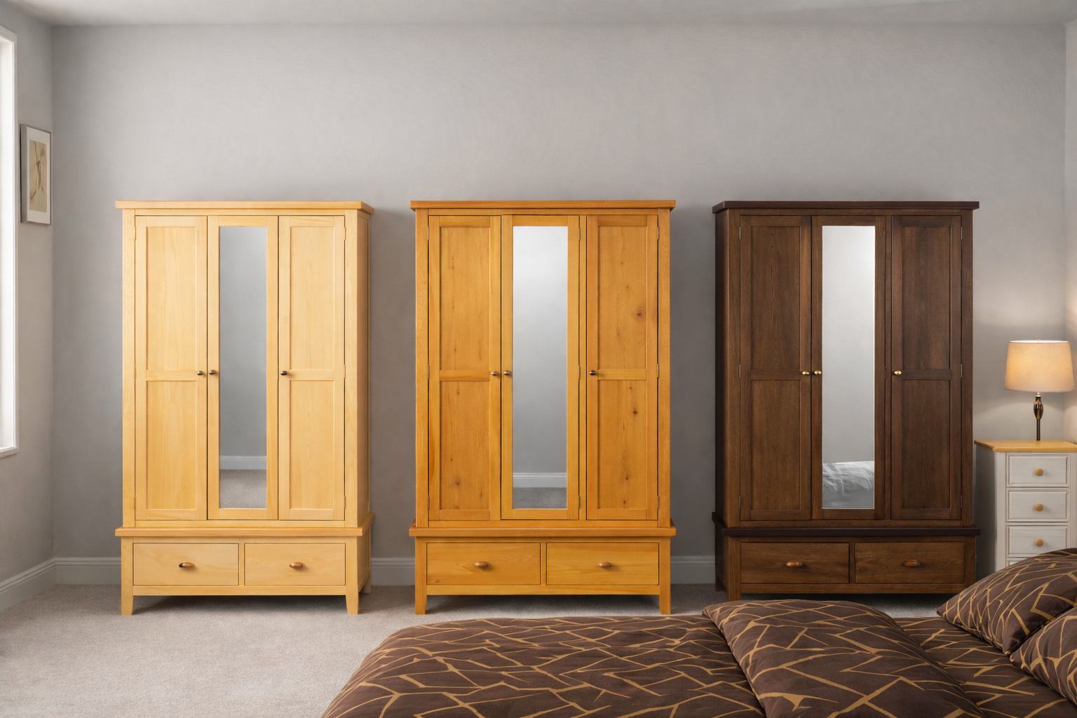 SPENCER (AUSSIE MADE) 3 DOOR / 2 DRAWER WARDROBE WITH MIRROR COLLECTION - ASSORTED COLOURS - STARTING FROM $2299