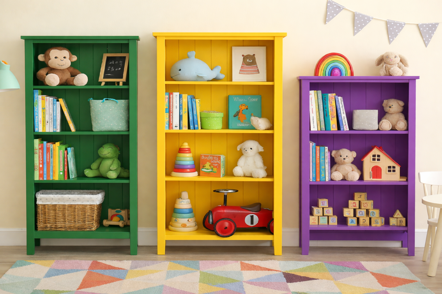 SUSSIE (AUSSIE MADE) KIDS LOWLINE BOOKCASE COLLECTION - ASSORTED PAINTED COLOURS - STARTING FROM $249