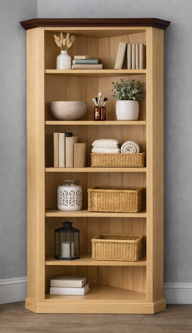 SWAYDE (AUSSIE MADE) CORNER HIGHLINE BOOKCASE COLLECTION - ASSORTED STAINED COLOURS - STARTING FROM $899