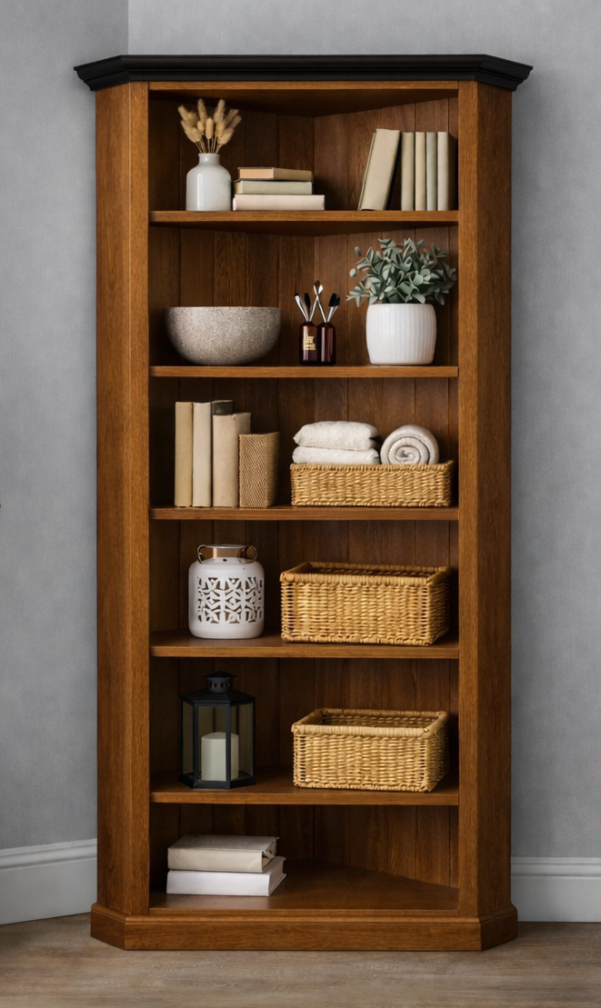 SWAYDE (AUSSIE MADE) CORNER HIGHLINE BOOKCASE COLLECTION - ASSORTED STAINED COLOURS - STARTING FROM $899