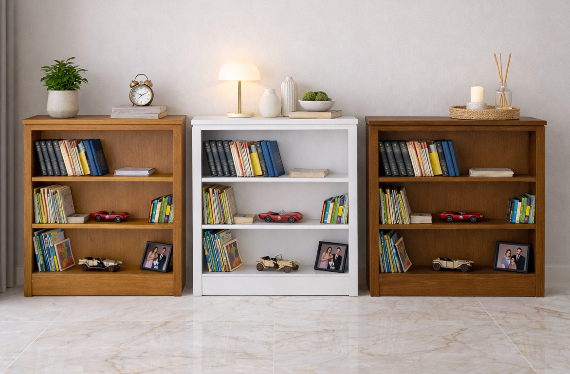 TINA (AUSSIE MADE) LOWLINE BOOKCASE COLLECTION - ASSORTED COLOURS - STARTING FROM $249