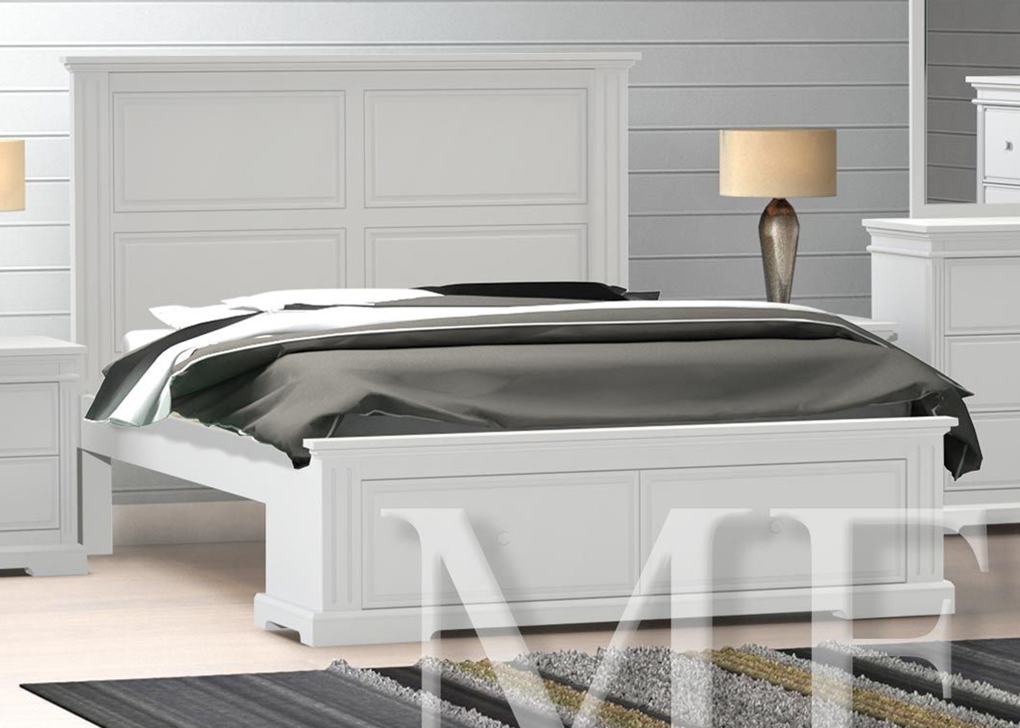 DOUBLE TUDOR (CUSTOM MADE) BED WITH 2 UNDERBED STORAGE DRAWERS  - ASSORTED COLOURS