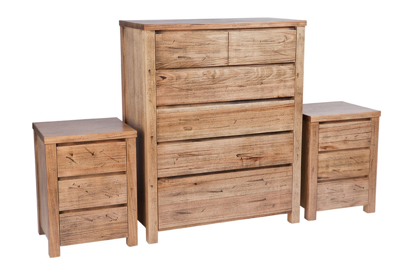 JACKSONVILLE (AUSSIE MADE) 3 PIECE TASSIE OAK CHEST SET (6+3+3) - ASSORTED COLOURS
