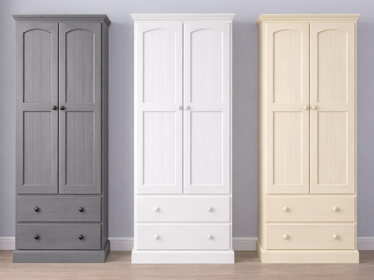 MUDGEE (AUSSIE MADE) WARDROBE 2 ARCH DOOR / 2 DRAWER COLLECTION - ASSORTED COLOURS - STARTING FROM $799
