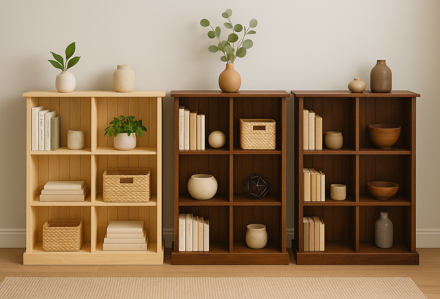 URBAN (AUSSIE MADE) FLAT TOP LOWLINE CUBED BOOKCASE COLLECTION - ASSORTED STAINED COLOURS - STARTING FROM $499