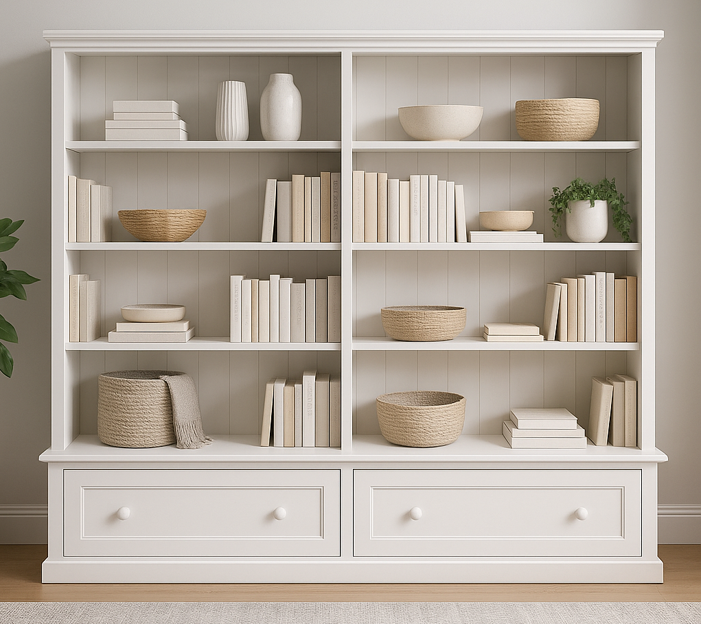 URBAN (AUSSIE MADE) FLAT TOP BOOKCASE COMBO WITH FLAT TOP + 2 DRAWER COLLECTION - ASSORTED PAINTED COLOURS - STARTING FROM $1699