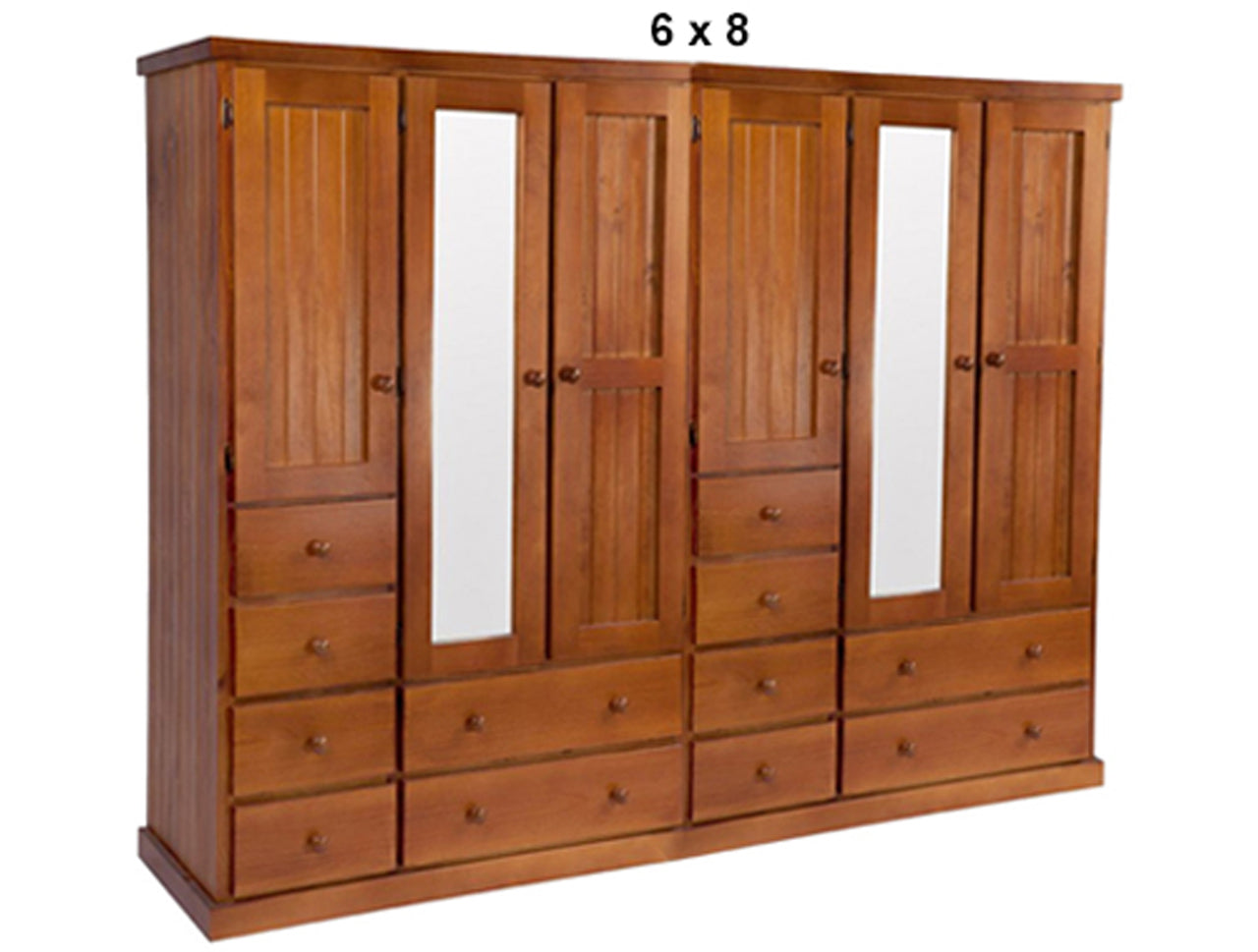 URBAN (AUSSIE MADE) FLAT TOP WARDROBE 6 DOORS / 12 DRAWERS WITH MIRROR COLLECTION - ASSORTED STAINED COLOURS - STARTING FROM $3199