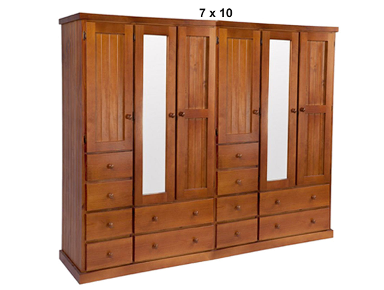 URBAN (AUSSIE MADE) FLAT TOP WARDROBE 6 DOORS / 12 DRAWERS WITH MIRROR COLLECTION - ASSORTED STAINED COLOURS - STARTING FROM $3199