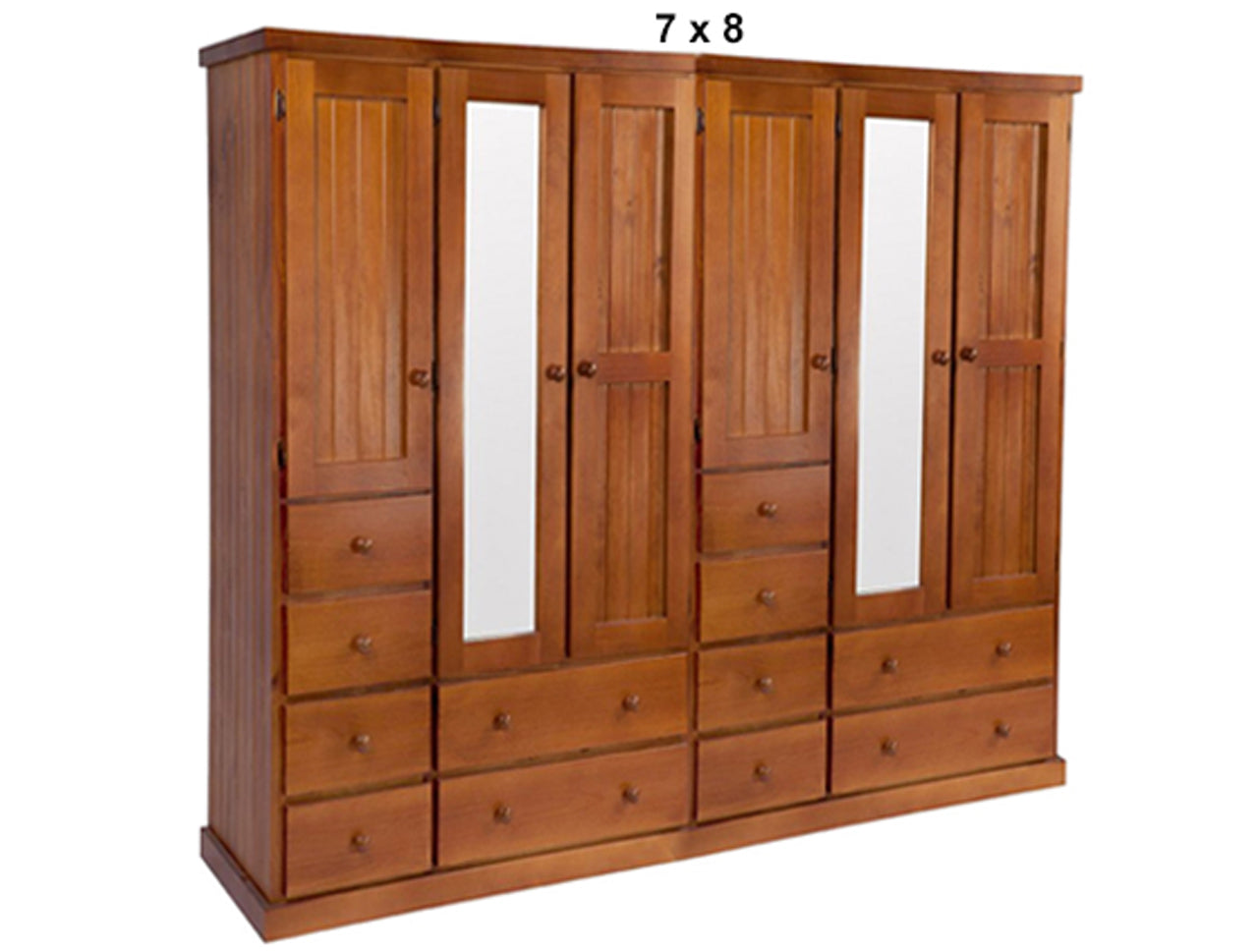 URBAN (AUSSIE MADE) FLAT TOP WARDROBE 6 DOORS / 12 DRAWERS WITH MIRROR COLLECTION - ASSORTED STAINED COLOURS - STARTING FROM $3199