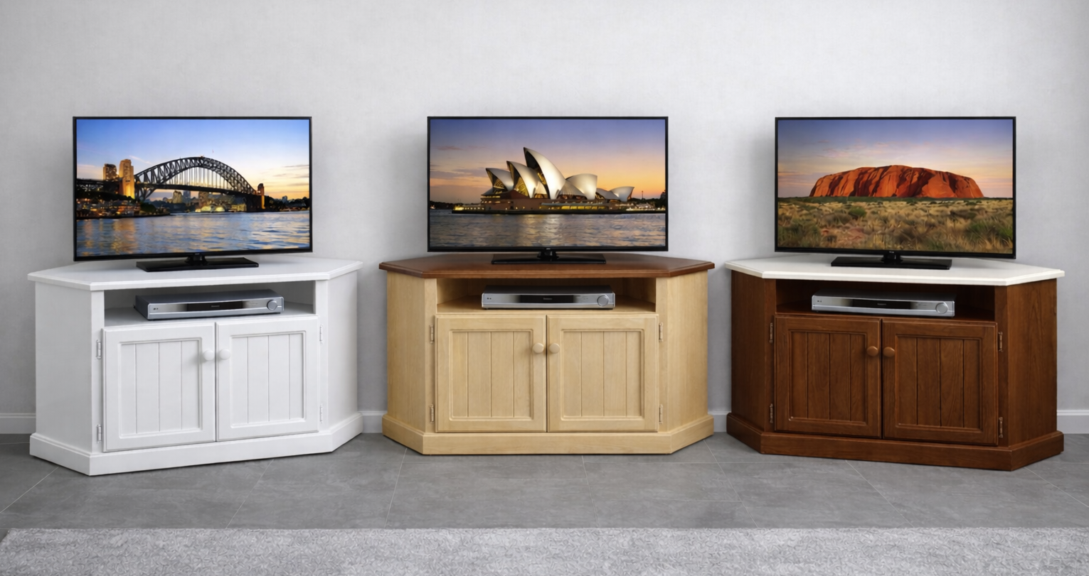 URBAN (AUSSIE MADE) CORNER TV ENTERTAINMENT UNIT COLLECTION - ASSORTED COLOURS - STARTING FROM $599