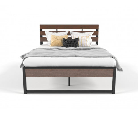DOUBLE RADINKA WOODEN AND METAL BED FRAME - AS PICTURED