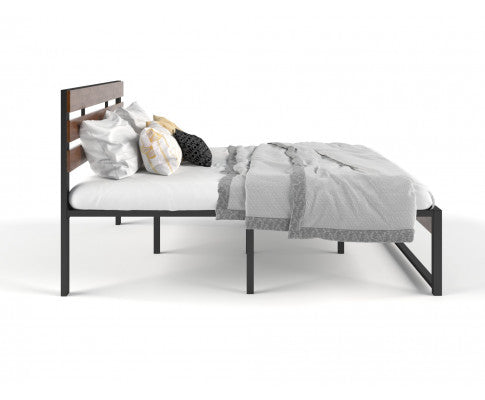 DOUBLE RADINKA WOODEN AND METAL BED FRAME - AS PICTURED