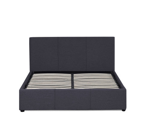 KING UMBREON LINEN FABRIC FRONT GAS LIFT BED FRAME - CHARCOAL