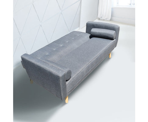 FORESTER FABRIC 3 SEATER SOFA BED RECLINER FUTON COUCH LOUNGE - CHARCOAL