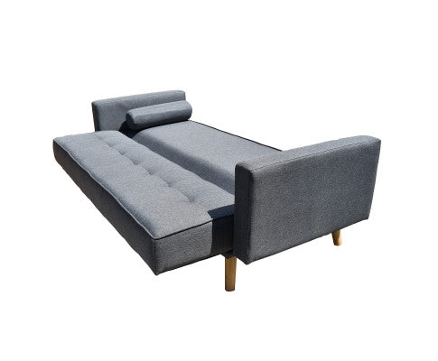 FORESTER FABRIC 3 SEATER SOFA BED RECLINER FUTON COUCH LOUNGE - CHARCOAL