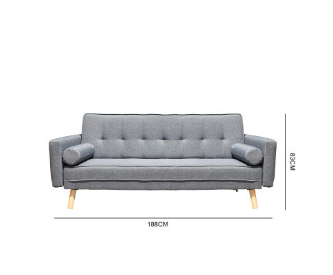 FORESTER FABRIC 3 SEATER SOFA BED RECLINER FUTON COUCH LOUNGE - CHARCOAL