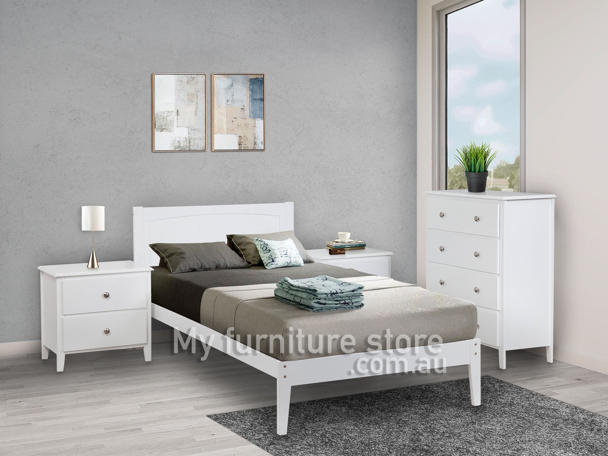 ARIANNE (AUSSIE MADE) KING 3 PIECE (BEDSIDE) BEDROOM SUITE - ASSORTED COLOURS