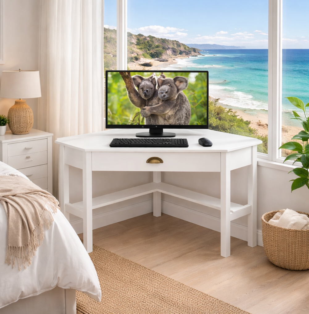 VITTORIO (AUSSIE MADE) CORNER COMPUTER DESK WITH DRAWER COLLECTION - ASSORTED COLOURS - STARTING FROM $699