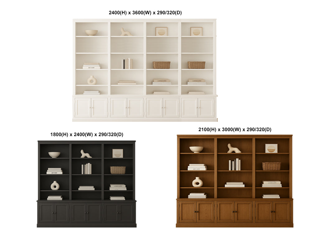 WASHINGTON (AUSSIE MADE) HIGHLINE BOOKCASE WITH DOORS COLLECTION - ASSORTED STAINED AND PAINTED COLOURS - STARTING FROM $3499