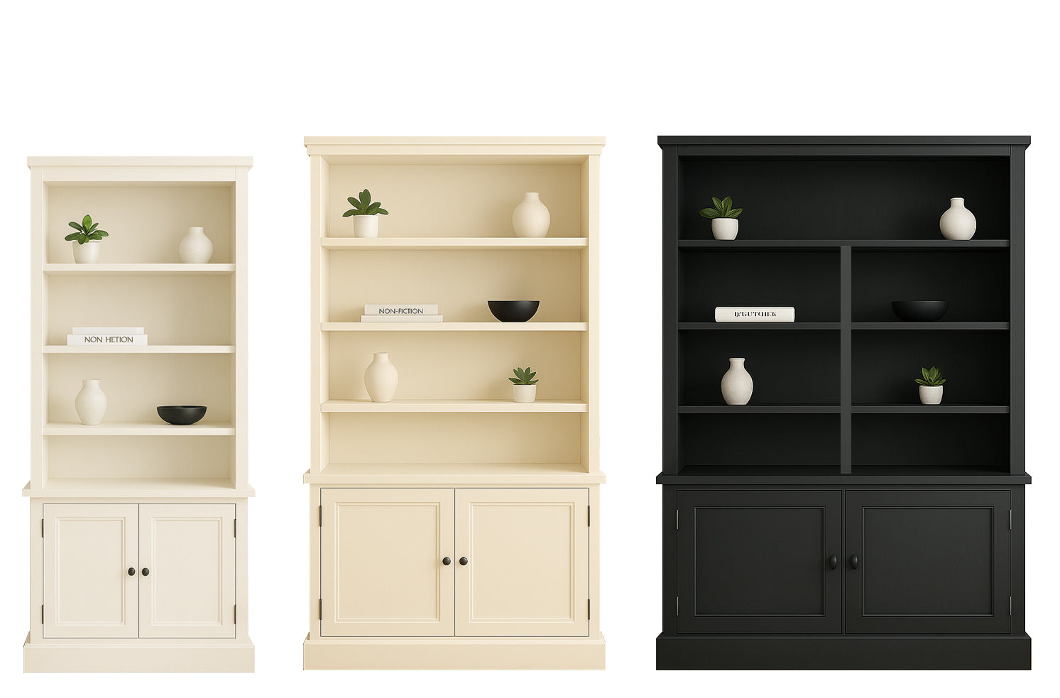WASHINGTON (AUSSIE MADE) SINGLE HIGHLINE BOOKCASE WITH DOORS COLLECTION - ASSORTED STAINED AND PAINTED COLOURS - STARTING FROM $1299