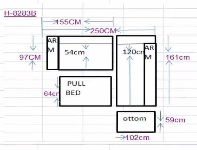 HOLDEN 3 SEATER FABRIC CHAISE LOUNGE SUITE WITH PULL OUT BED AND OTTOMAN (RHF OR LHF) - AS PICTURED
