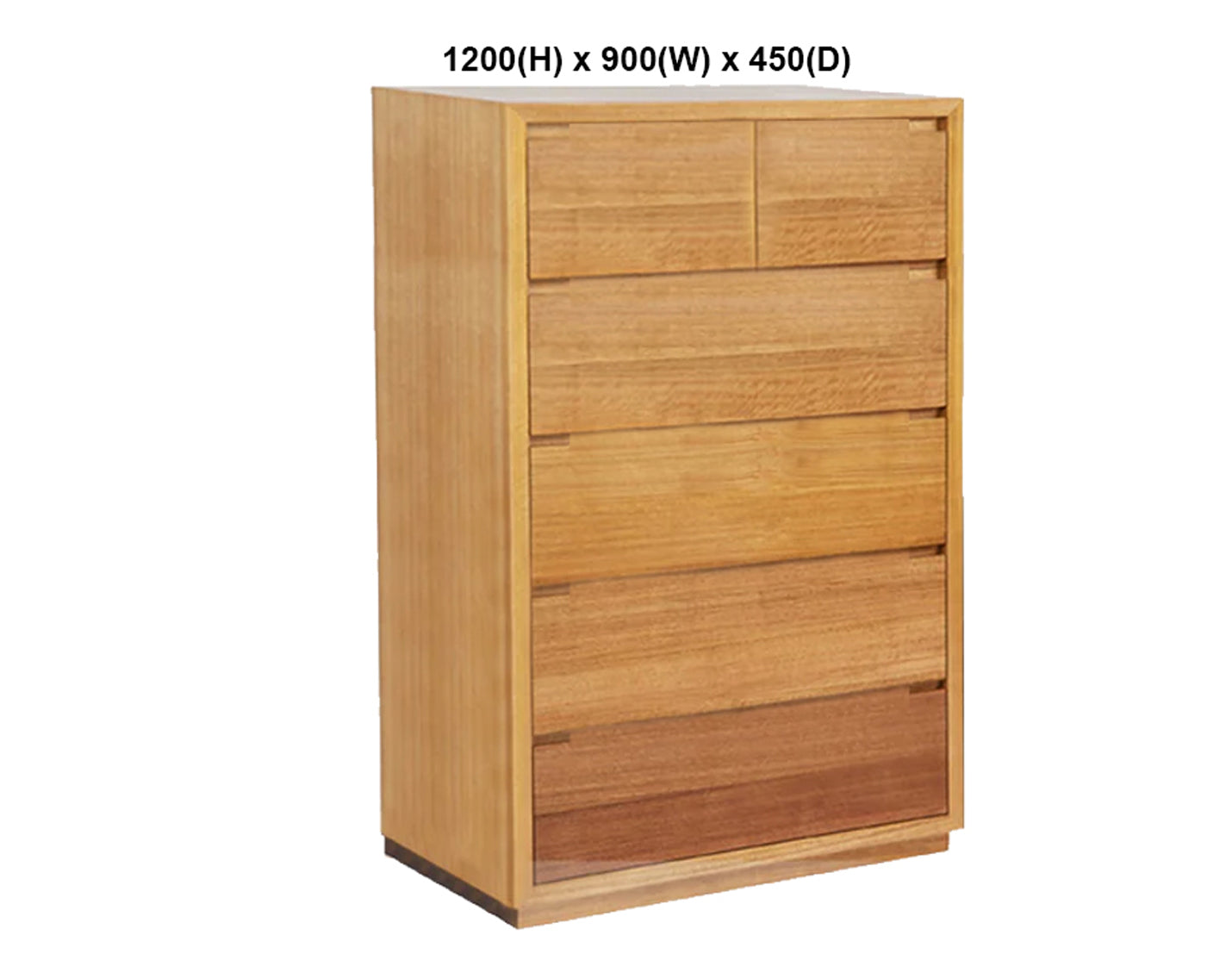 LINCOLN (AUSSIE MADE) TALLBOY WITH FLOATING BASE & FINGERPULL DRAWERS - ASSORTED STAINED COLOURS
