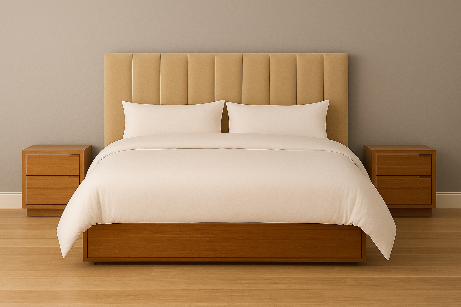 LINCOLN (AUSSIE MADE) BEDROOM COLLECTION WITH FABRIC BEDHEAD AND UNDERBED STORAGE BOX - ASSORTED PAINTED OR STAINED COLOURS