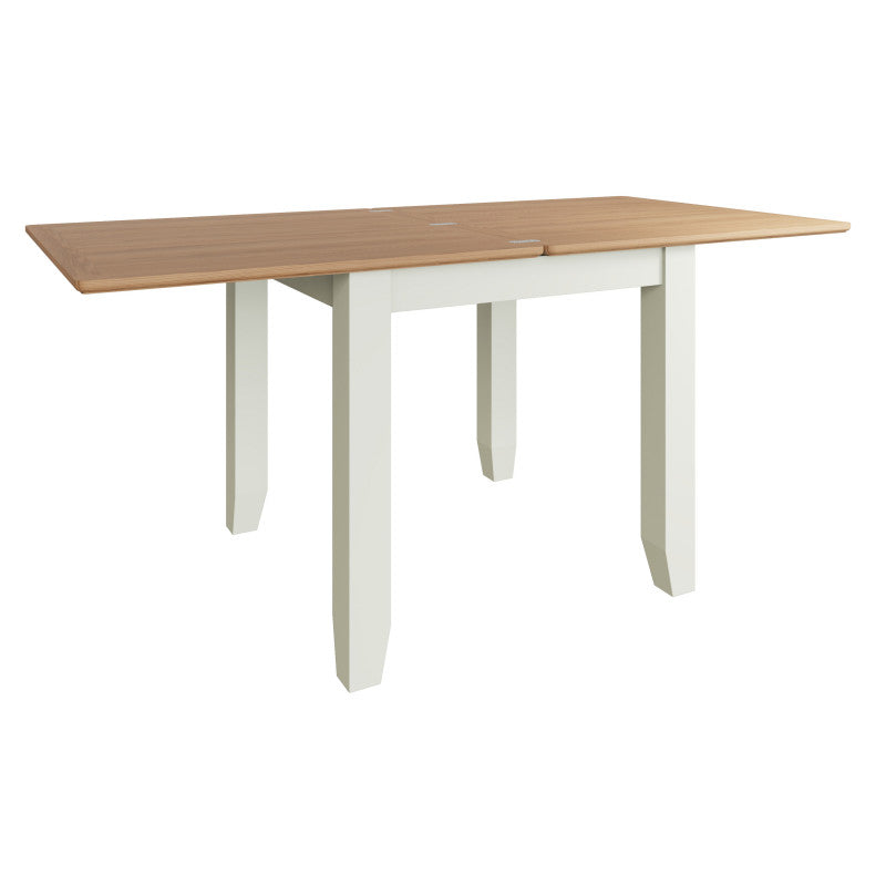 EMMETT (GA-FTT-W) FLIP TOP EXTENSION DINING TABLE - 780(H) x 850/1700(W) x 750(D) - IVORY WHITE / LIGHT OAK (2 TONE)