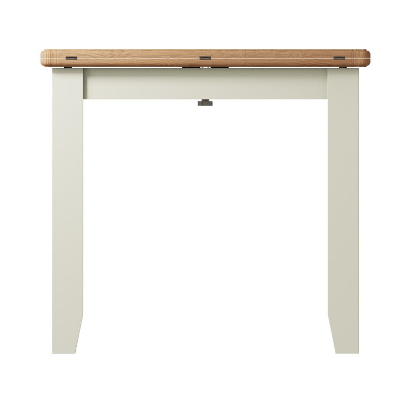 EMMETT (GA-FTT-W) FLIP TOP EXTENSION DINING TABLE - 780(H) x 850/1700(W) x 750(D) - IVORY WHITE / LIGHT OAK (2 TONE)
