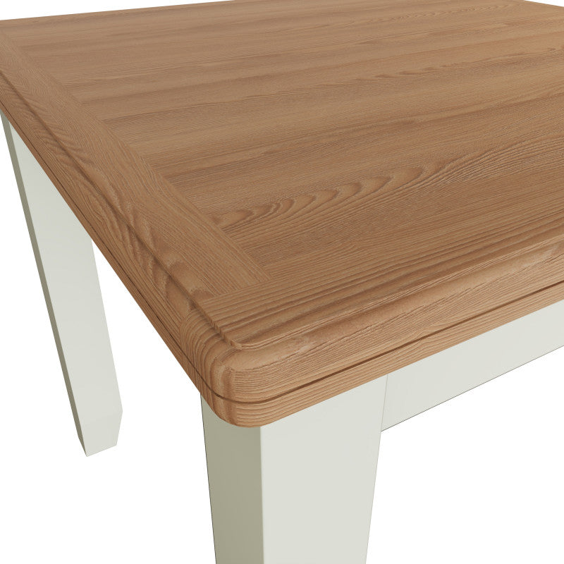 EMMETT (GA-FTT-W) FLIP TOP EXTENSION DINING TABLE - 780(H) x 850/1700(W) x 750(D) - IVORY WHITE / LIGHT OAK (2 TONE)
