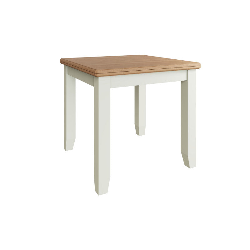 EMMETT (GA-FTT-W) FLIP TOP EXTENSION DINING TABLE - 780(H) x 850/1700(W) x 750(D) - IVORY WHITE / LIGHT OAK (2 TONE)