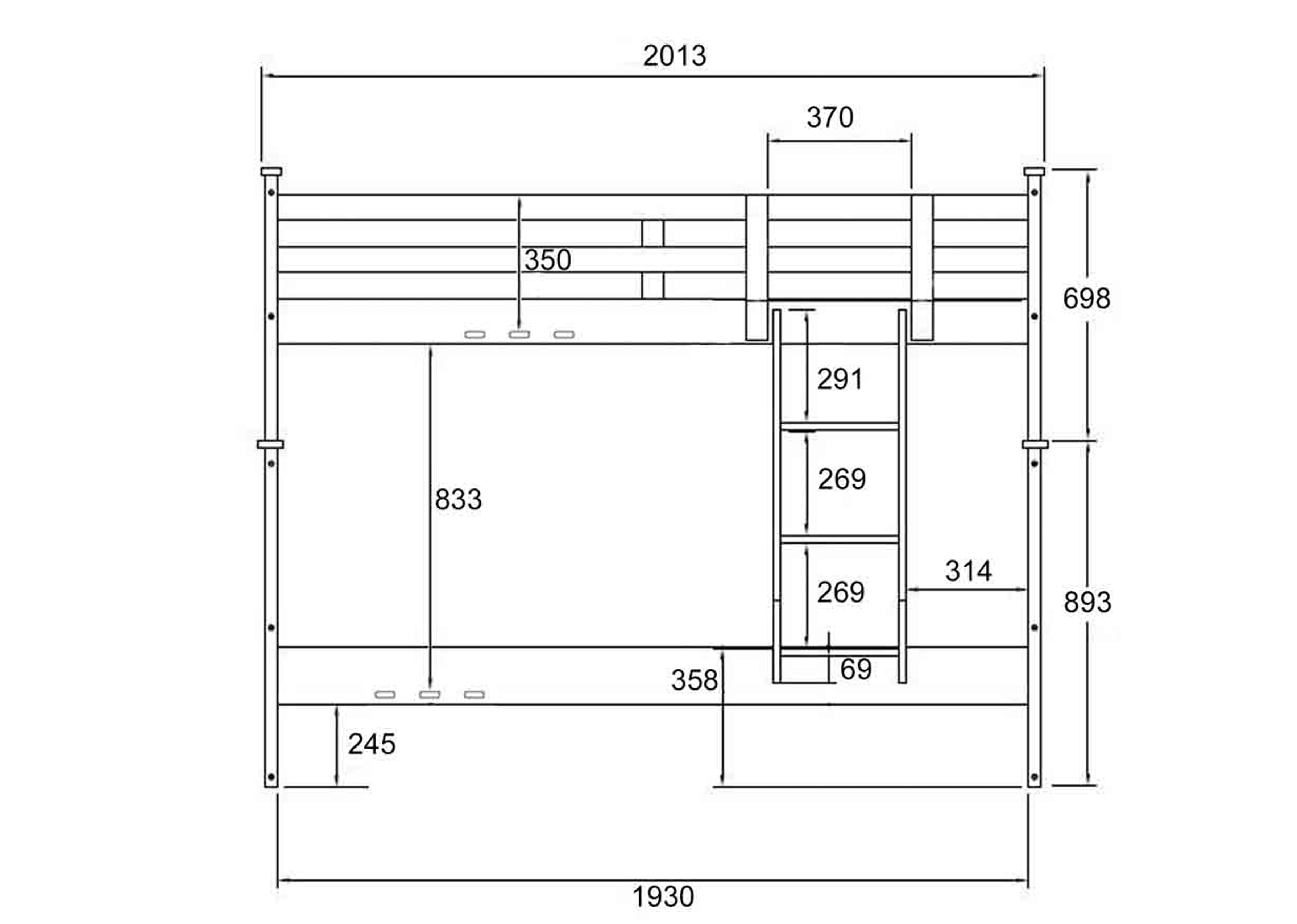 SEATTLE SINGLE OVER DOUBLE (TRIO) BUNK BED WITH MATCHING SINGLE TRUNDLE BED - WHITE