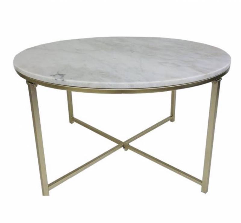 TOBY (E144557) COFFEE TABLE -  920(DIA) - CHAMPAGNE / WHITE MARBLE