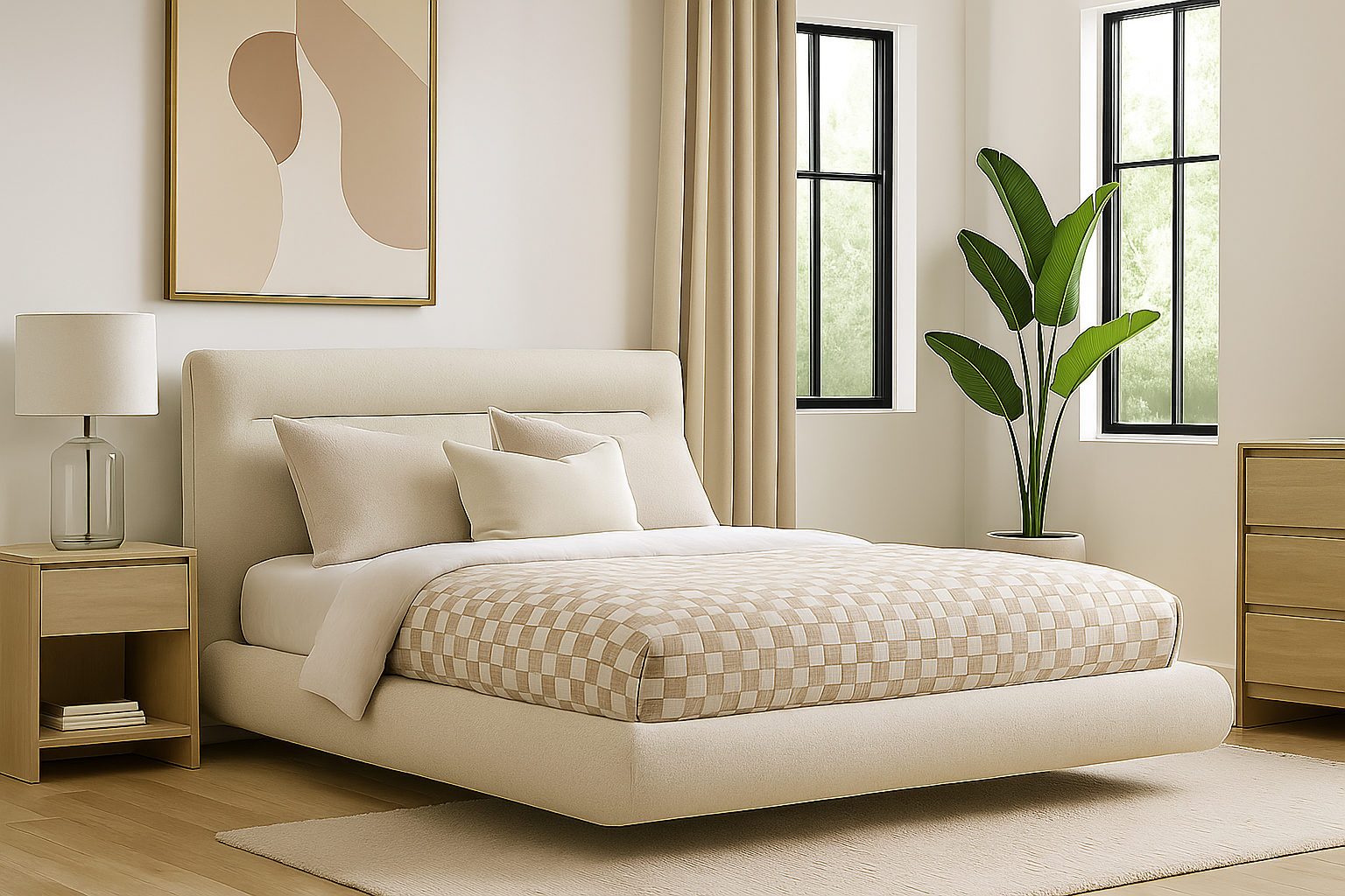 BARCELONA (AUSSIE MADE) FLOATING UPHOLSTERED BEDROOM COLLECTION – ASSORTED FABRICS & COLOURS - STARTING FROM $1499